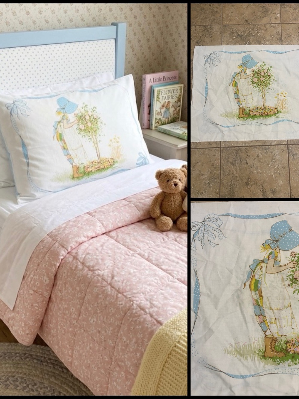 Vintage 1976 Holly Hobbie Doll American Greetings Standard Whimsical Pillowcase